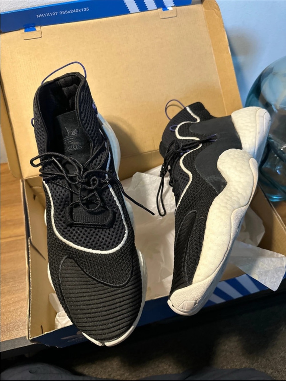 adidas Men’s Black and White Mesh Running Sneakers